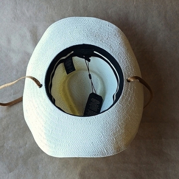 NWT Rag & Bone O'Hara Straw Cowboy Adjustable Hat Cream Tan Leather sz Small - Picture 4 of 4